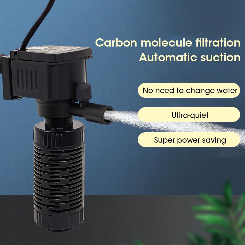 Mini Fish Tank Filter, Quiet Submersible Aquarium Pump for Fresh/Saltwater,200L/H with Oxygen Pump, EUPlug, Easy Clean