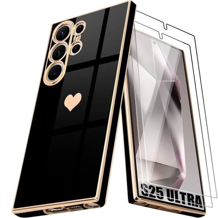 Cover in Silicone - BOOLING - per Samsung Galaxy S25 Ultra - Protezione Morbida - Motivo Cuore - 2 Vetri Temperati