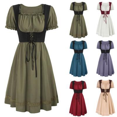 New Gothic Prom Dress For Women Halloween Cocktail Party Dresses Retro Short Sleeve Ball Gown