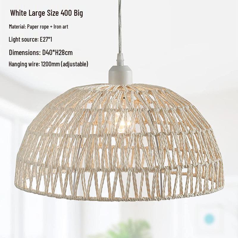 Rustic Rattan Hemp Rope Pendant Light for Bedroom, Balcony, Retro B&B, or Bar Counter.