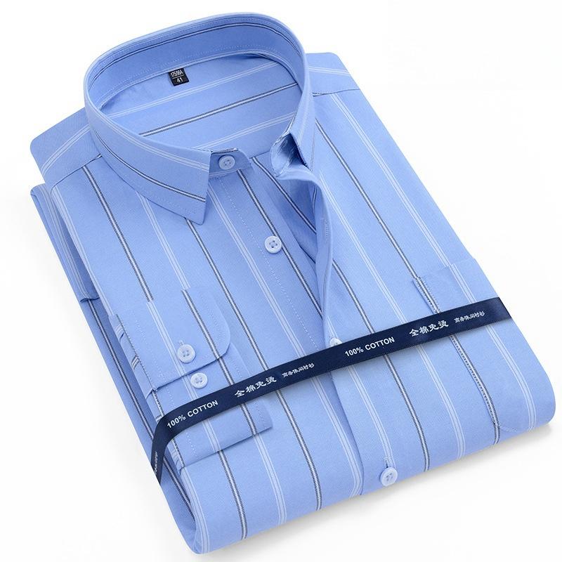 New 100% Pure Cotton Shirts Oxford Men Solid Color Shirt Long Sleeve Regular Fit Men Pocket Casual Autumn Male Shirt 7XL 8XL