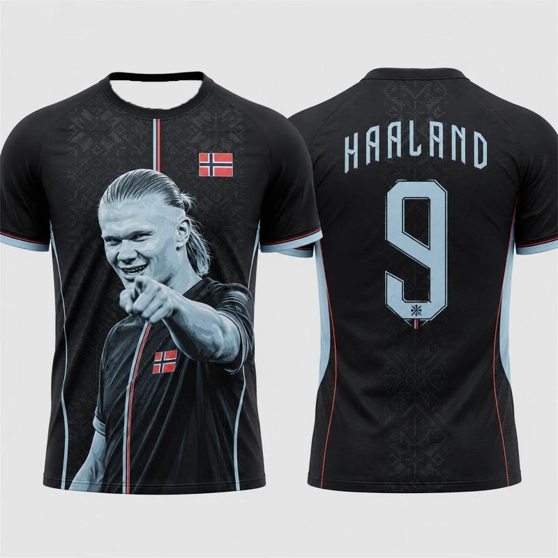 Børn 2026 Haaland Mindesmærke Fodboldtrøje Atletiske Fodbold Kortærmede T-shirts