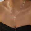 Fashion Gold Color Y-Shaped Pendant Necklaces For Women Luxury Zirconia Sun Geometric Long Tassel Choker Jewelry Birthday Gifts