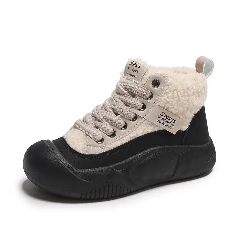 Zapatillas Plush Woman Sneakers Winter New Warm Casual Shoes Lamb Wool Cotton Shoe Platform Women Shoes Vulcanize Shoe