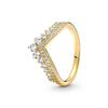2025 Gold Plated Ring Zircon Sparkling Princess Wishbone Heart Women  Fine Jewelry