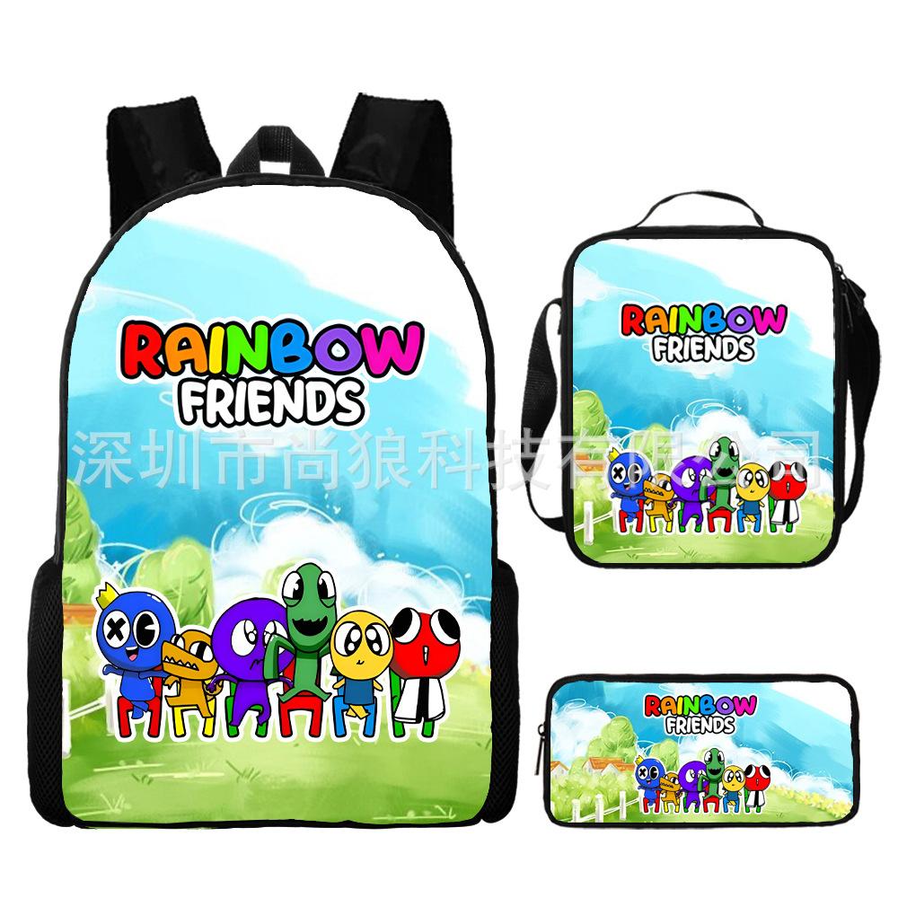 Rainbow Friends Rainbow Friends Student School Bag Digital Printed Oxford Cloth Backpack Satchel Pencil Case
