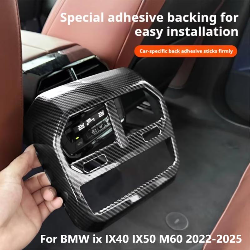 For BMW iX iX40 iX50 M60 -2025 Carbon Fiber Central Control Gear Panel Cover Interior Trim Accessories Upgrade