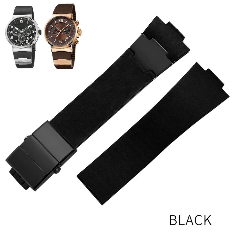 Silicone Rubber Watchband 22mm Curved for Ulysse Nardin DIVER 263 Strap Black Brown Blue 25*12mm Raised Waterproof Watch Band