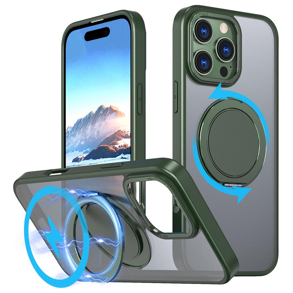 For iPhone 16 Pro Max Kickstand Case TPU+PC Back Phone Cover Compatible with MagSafe