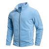 Men's Spring and Autumn Solid Color Fleece Warm Top, Comfortable Zippered Cardigan for Men's Outdoor Leisure