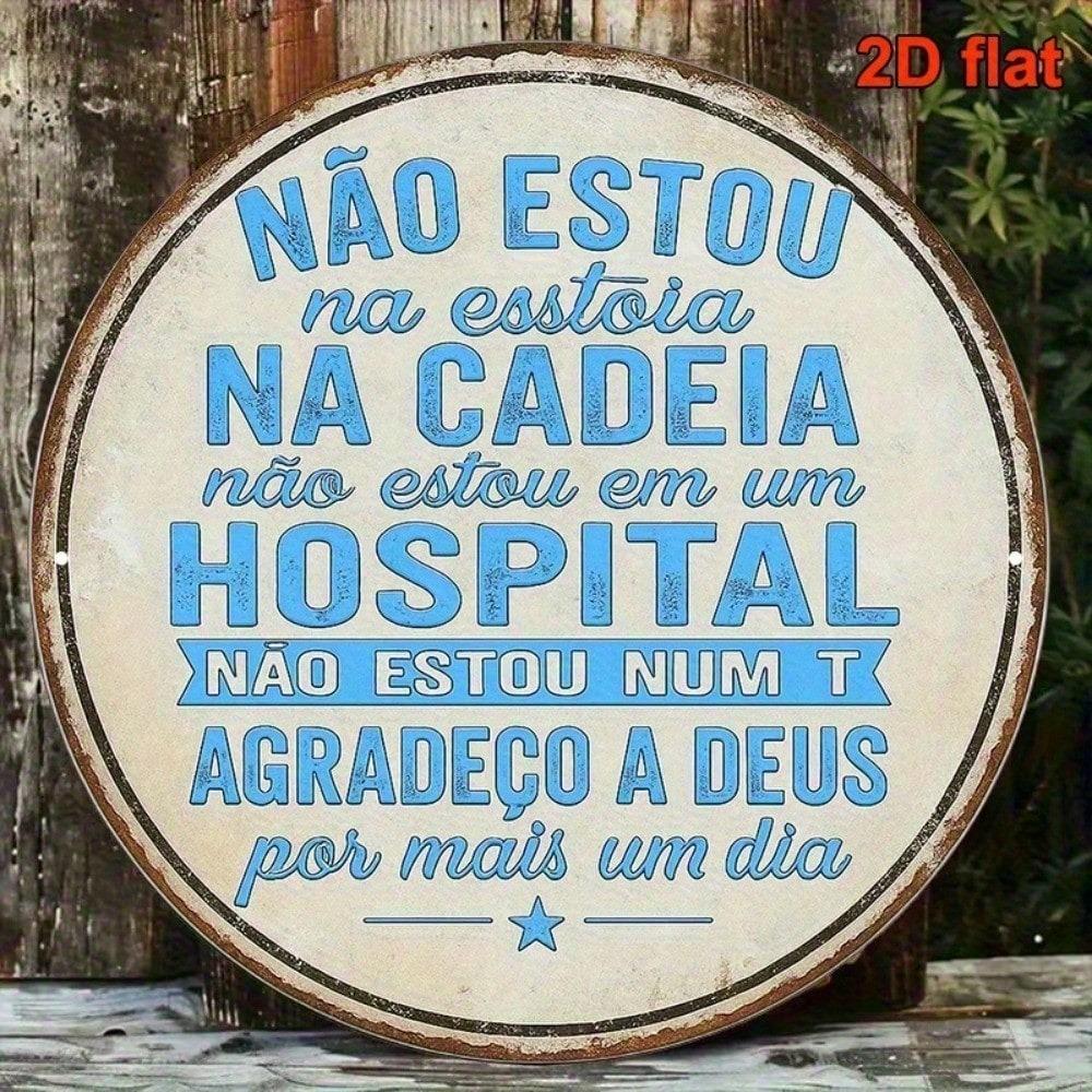 Vintage Portuguese 8x8 Inch Aluminum Sign, Thank God For Another Day Quote Wall Decor