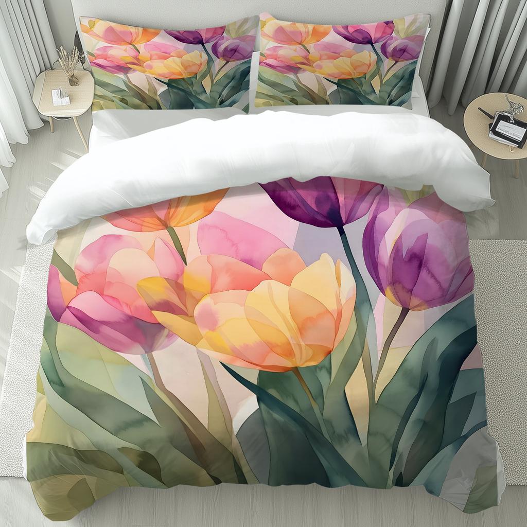 Comforter 3D Floral Pattern Queen Size Four Seasons Bedding Set Home Decor Room Decor 3 Piece Set With 2 S