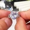 New AAA White Cubic Zirconia Engagement Rings for Women Dazzling High-quality Silver Plated Trendy Wedding Band Eternity Ring