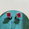 Jewelry earrings imitation cultivation emerald stud earrings women's simple fashion classic green zircon square diamond stud earrings
