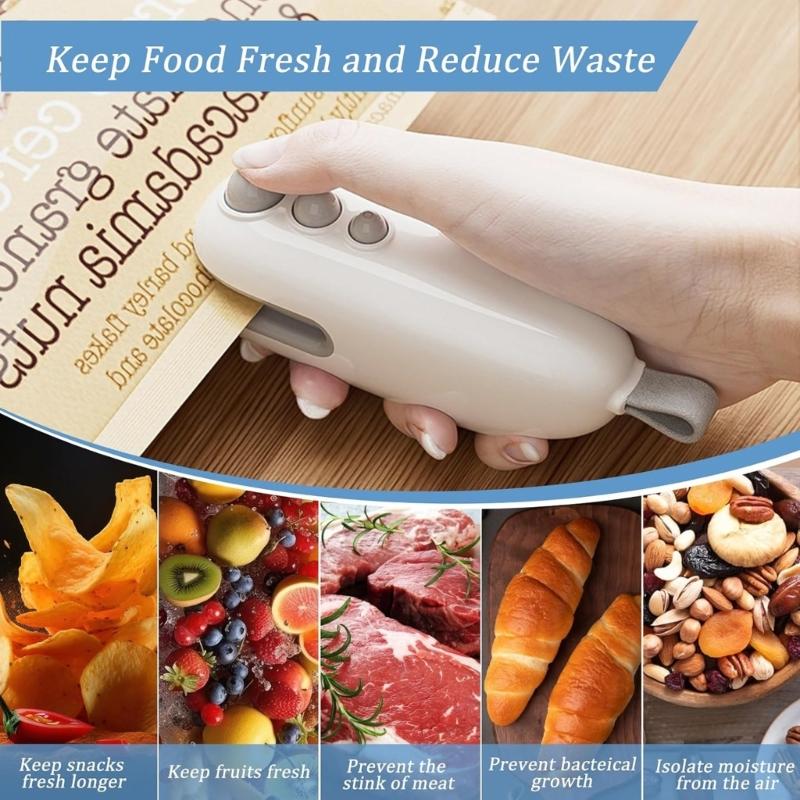 Multifuntional Chip Bag Sealer with Cutter Easy To Use Bag Resealer Efficient Heat Sealing Device for Home and Travel