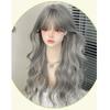 Air Bangs Grey Cosplay Wigs with Bangs Halloween Lolita Headband Wigs Long Curly Wave Hair  Girl