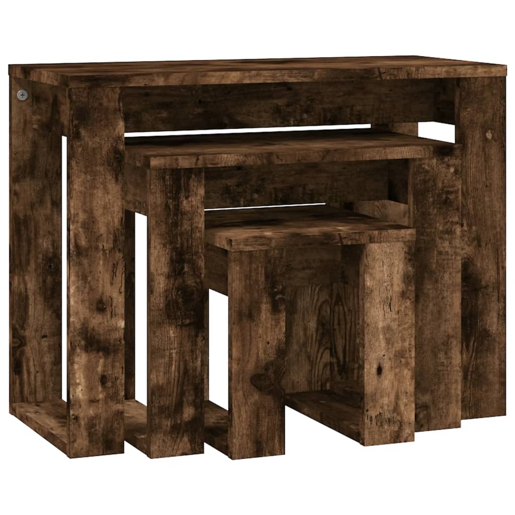 Vidaxl Nesting Tables, 3 Pcs., Smoked Oak