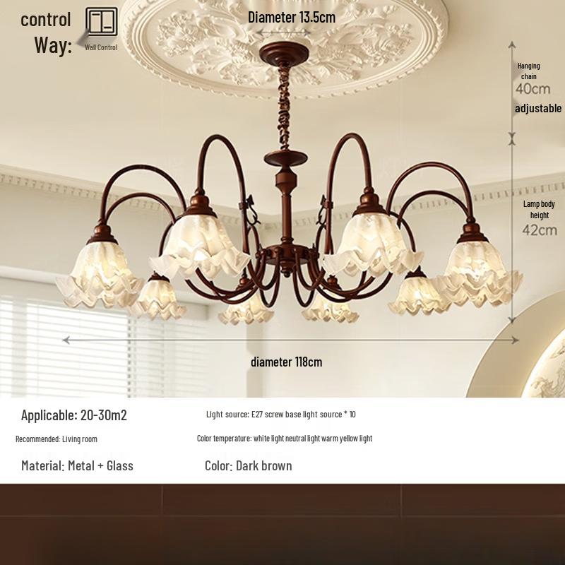 Современная подвесная люстра с 10 головками, полный спектр