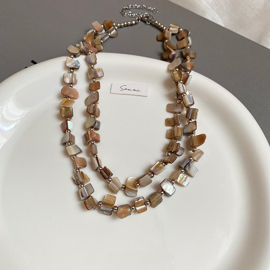 Summer dopamine stained glass crystal beaded necklace collarbone chain design sense niche item decoration