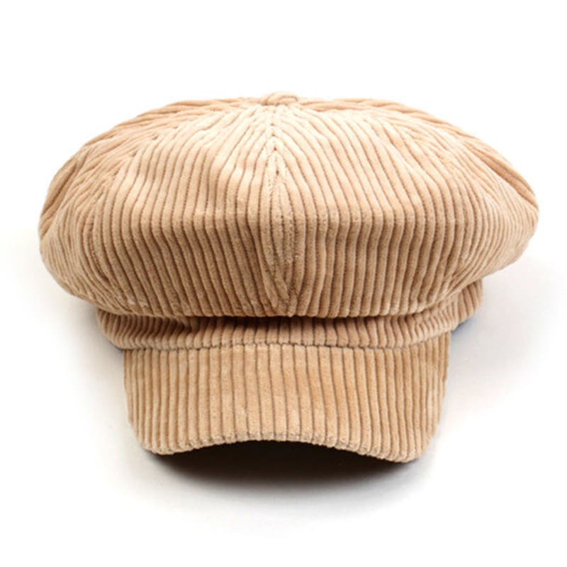 Universal chemistry Belted Bold Corduroy Beige Newsboy Cap