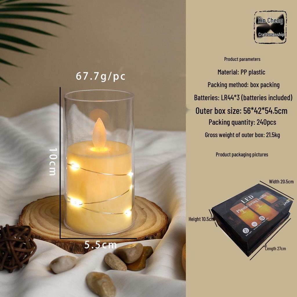Simulated LED Candle String Lights with Acrylic Cups for Christmas, Birthdays, and Weddings