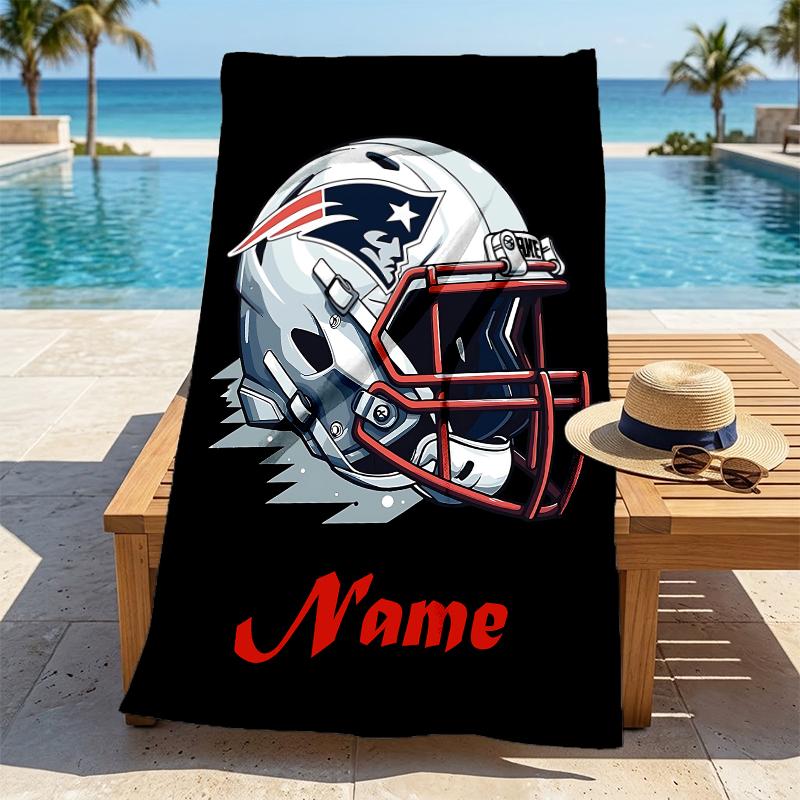 Personalized Name Football Helmet Stylish Digital Printing Beach Towel Quick‑Drying Absorbent Blanket for Beach Pool Gym Travel