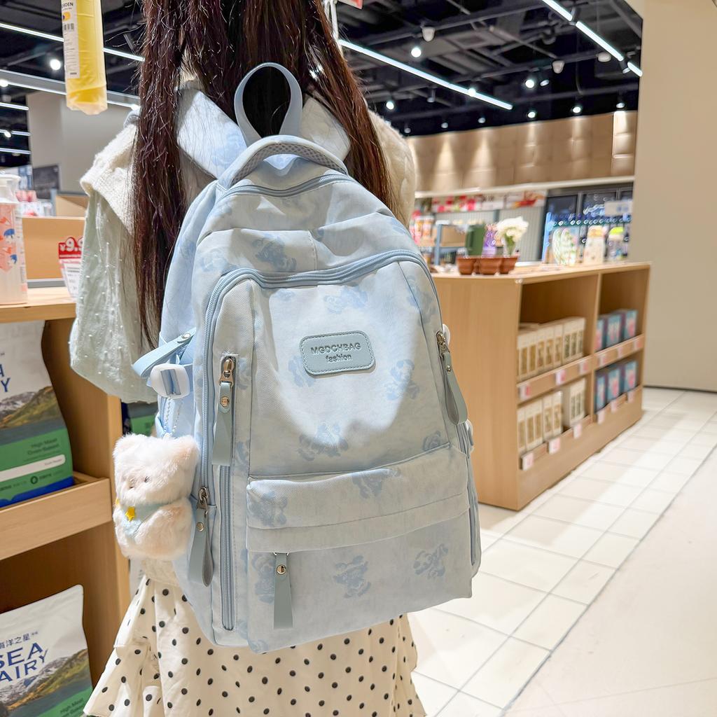 Schoolbag new large-capacity bear backpack middle school student schoolbag women's ins high-value fashion casual lightweight backpack