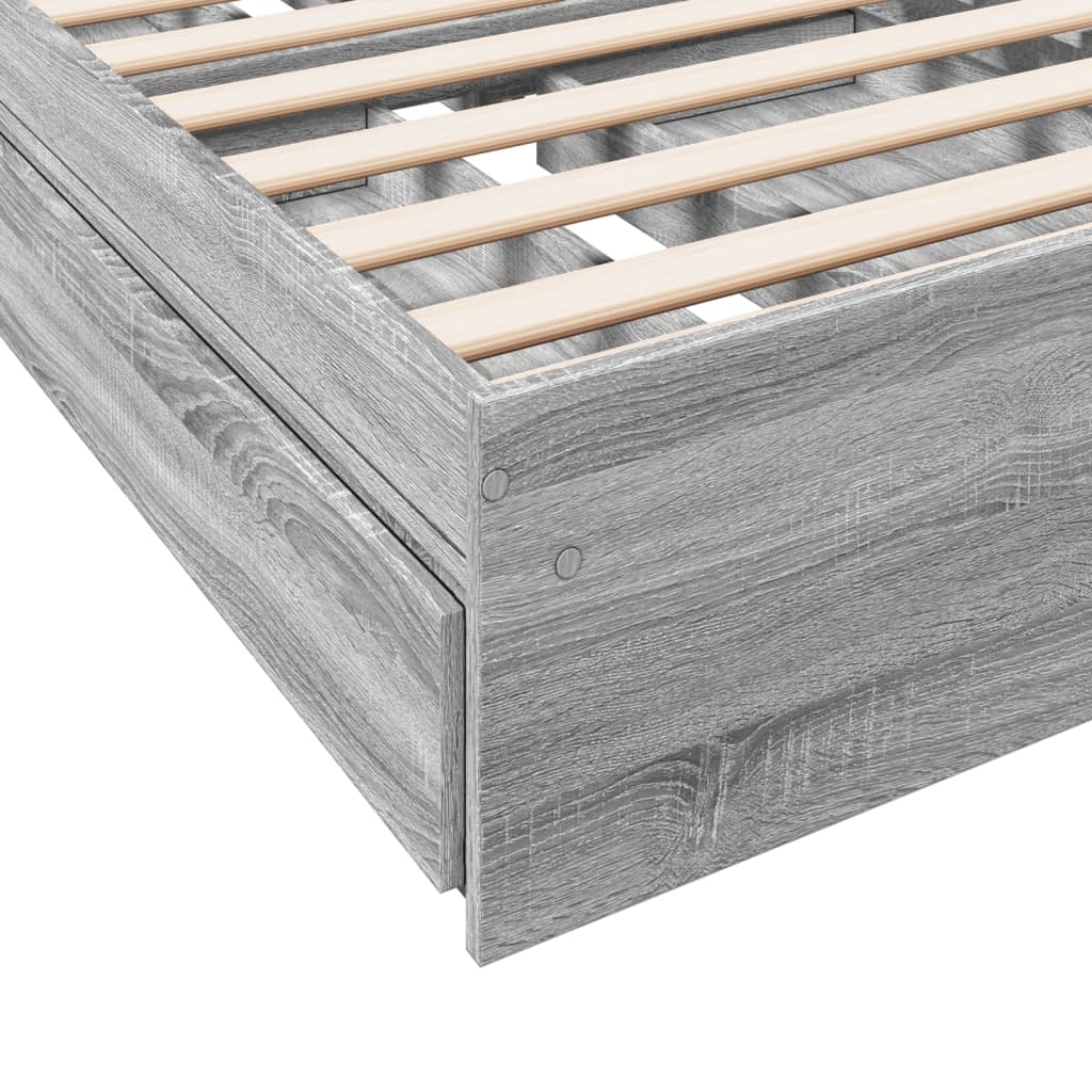 Bed Frame with Drawers Grey Sonoma 90x200 cm Engineered Wood