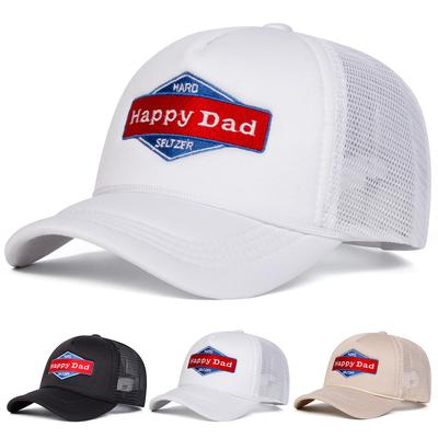 Unisex Happy Dad Buchstabenstickerei Baseball Netz Kappen Frühling und Sommer Outdoor Verstellbare Freizeit Hüte Sonnenschutzhut