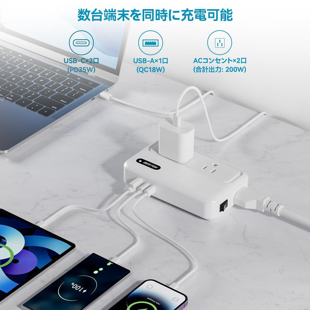 BESTEK of Trade and Industry Travel Modified Sine Wave PD Fast Charging and AU 220V to 100V Compatible with Japanese Compact and Perfect for Overseas