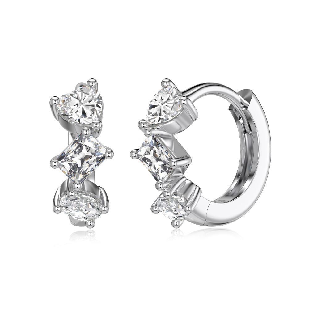 Niche Design Women's S925 Sterling Silver Zircon Hoop Earrings - Christmas Edition