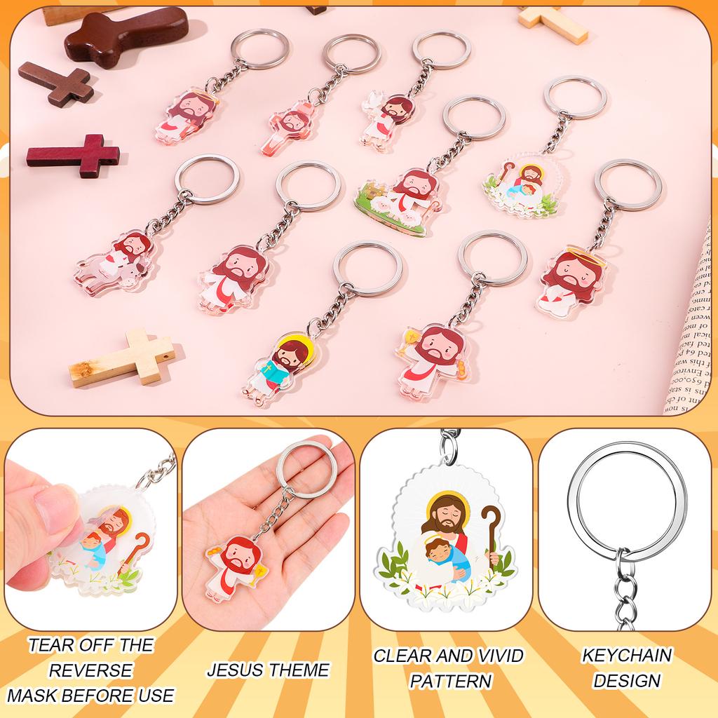 30 Adet Akrilik İsa Anahtarlık Toptan Hristiyan Mini Anahtarlıklar Dini Haç İsa Kutsal Yazılar Kilise Anahtarlık Hediyeleri Paskalya İçin S