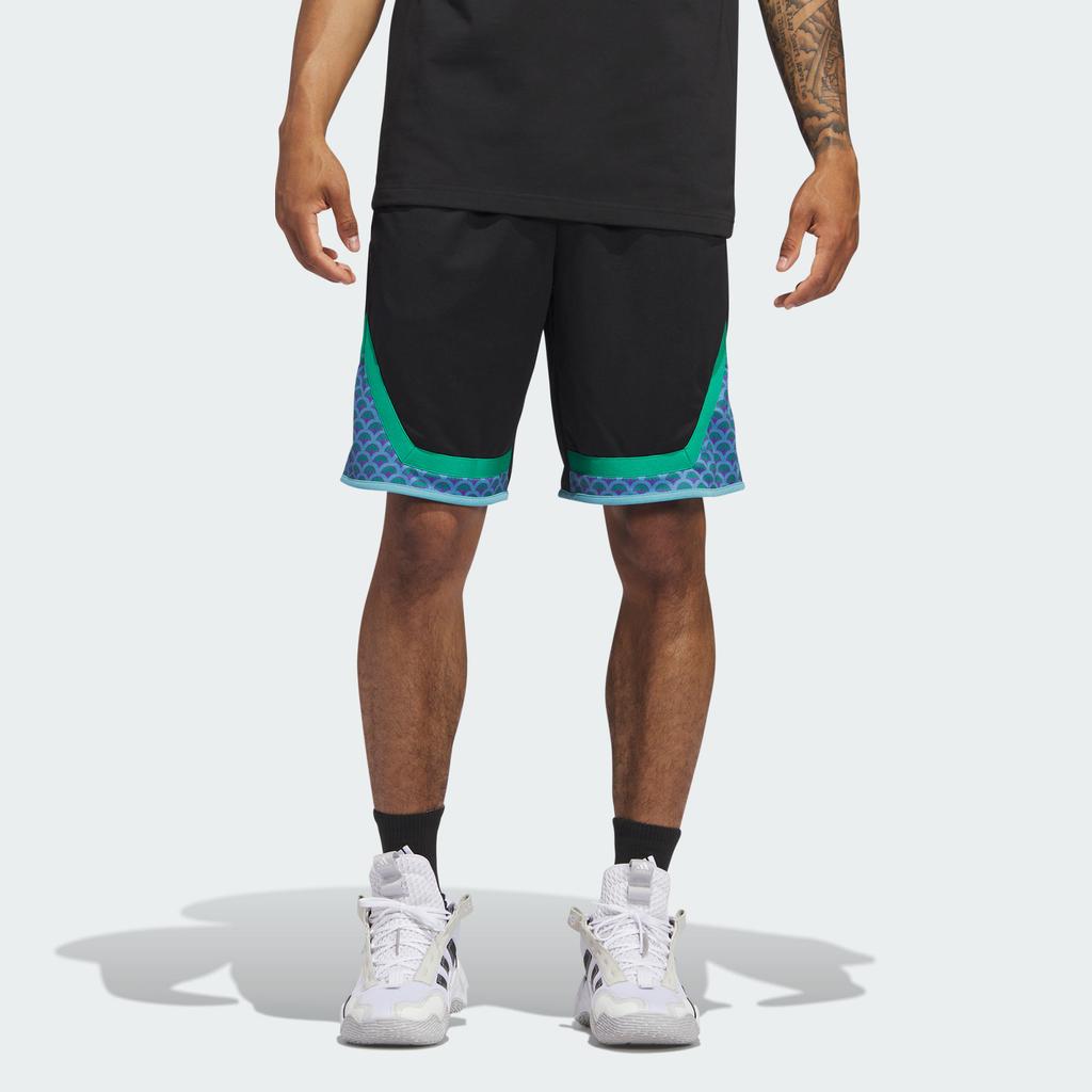 Adidas Pro Block Patterned Colorblock Quick-Dry Basketball Shorts Men Bottoms Black IN2477