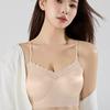 Seamless Satin Back Lingerie Women's Gathering French Style Bra Lace Suspender One-piece Fixed Cup Bra Thin Vest