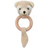 Bieco Baby Crochet Rattle Cute Raccoon with Wooden Ring Crocheted Baby Rattle with Rattle Grip Rings