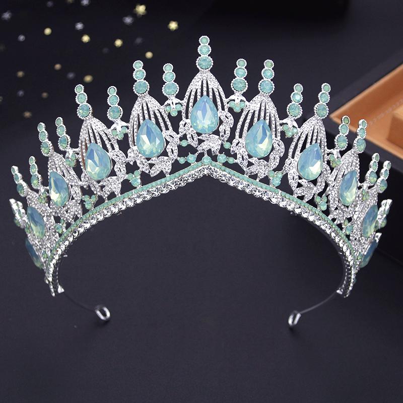 Opal Crystal Wedding Crown.Bride Headdress.Rhinestone Tiaras Girls.Bridal diadem.Party Birthday Hair Jewelry Accessories