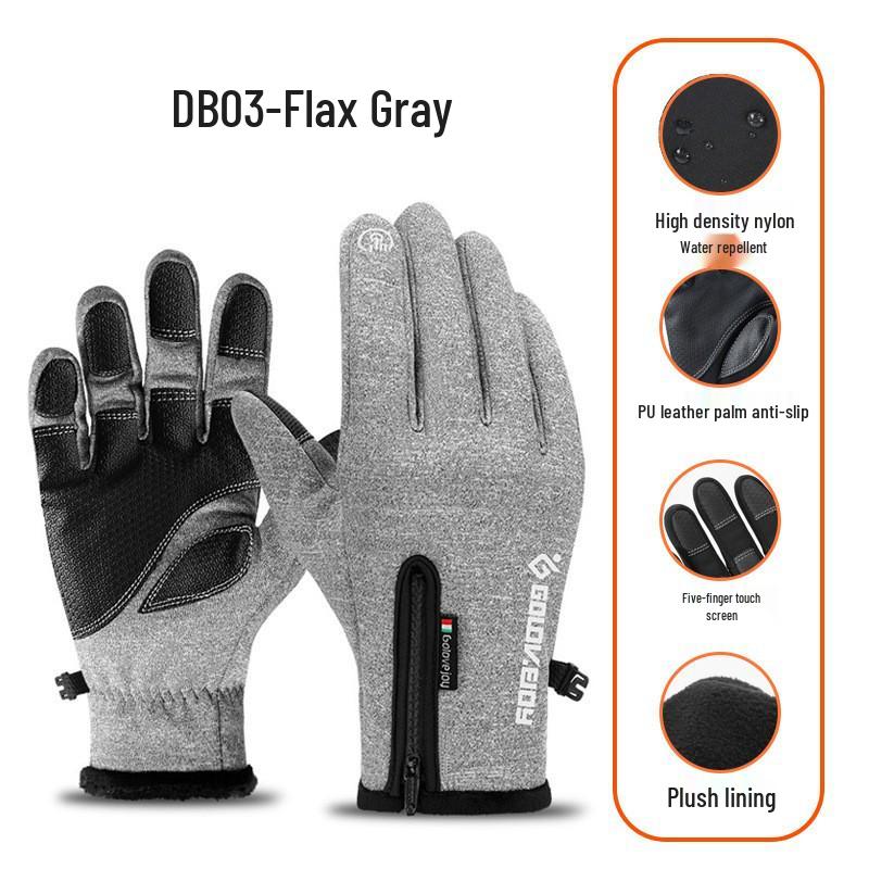 Touchscreen Non-Slip Full Finger Cycling Gloves for Men & Women - Warm, Velvet-Lined for Autumn/Winter, Ideal for Road & Mountain Biking