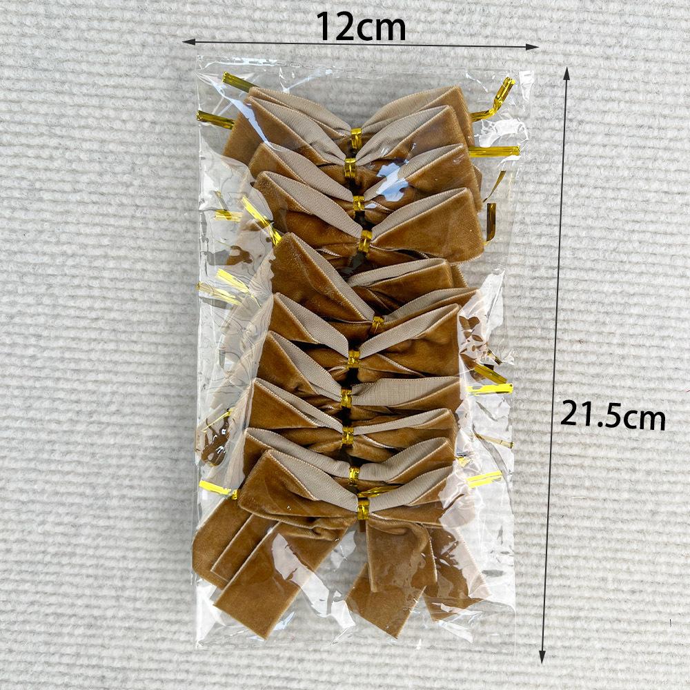 12Pcs Christmas Bow Red Gold Mini Xmas Tree Velvet Bowknot For Home Decoration Wedding Decor Navidad New Year Party DIY