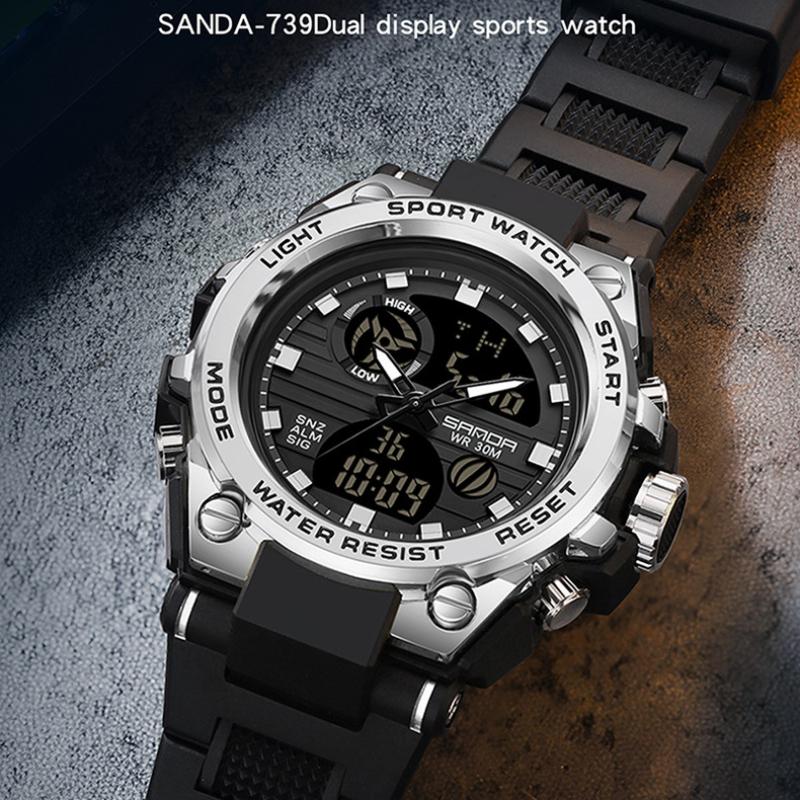SANDA Fashion Trend Electronic Watch Multifunctional Waterproof Wristwatch