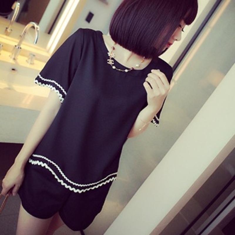 Summer Short-sleeved Shorts Sportswear for Women Korean Style Short-sleeved Fat MM Fashion Simple Casual Suit Two-piece Suit for Women Summer