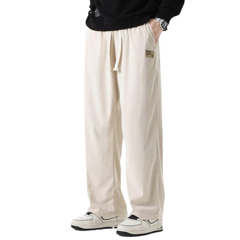 Men's spring and autumn drape solid color casual pants men's corduroy straight wide-leg loose versatile trousers sweatpants