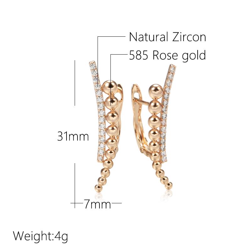 Trendy  Rose Gold Dangle Earrings For Women Micro Wax Inlaid Natural Zircon Luxury High Quality Daily Fine Drop Jewelry