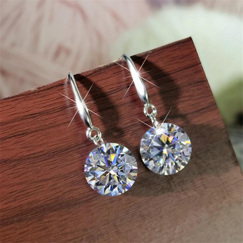 925 Silver Diamond Earring Classic Round Cut Moissanite Ear Hook Earrings D VVS1 Women Jewelry pendientes