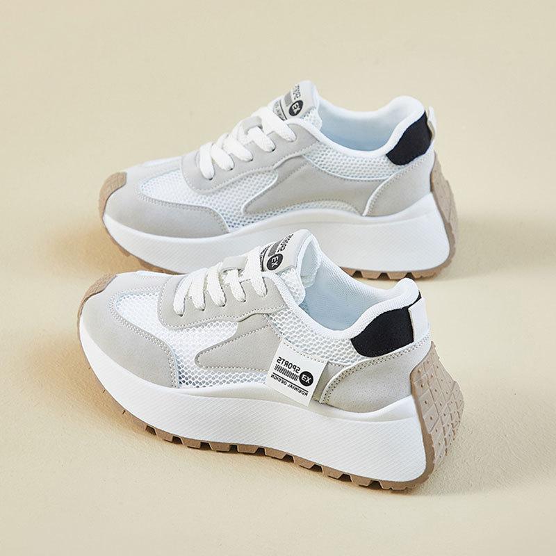 Mesh Dad Shoes Women's 2025 New Summer Breathable Women's Shoes Versatile Super Fire Thick Sole Heightening Sports and Leisure Shoes