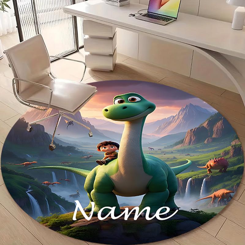 Personalized Good Dinosaur Round Chair Office Rug - Perfect for Mat, Office Chair & More - Ideal Gift for Birthdays and Holidays