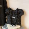 2025 spring and summer new mesh shoulder bag fairy wind lotus leaf edge handbag female vacation sewn chiffon tote bag