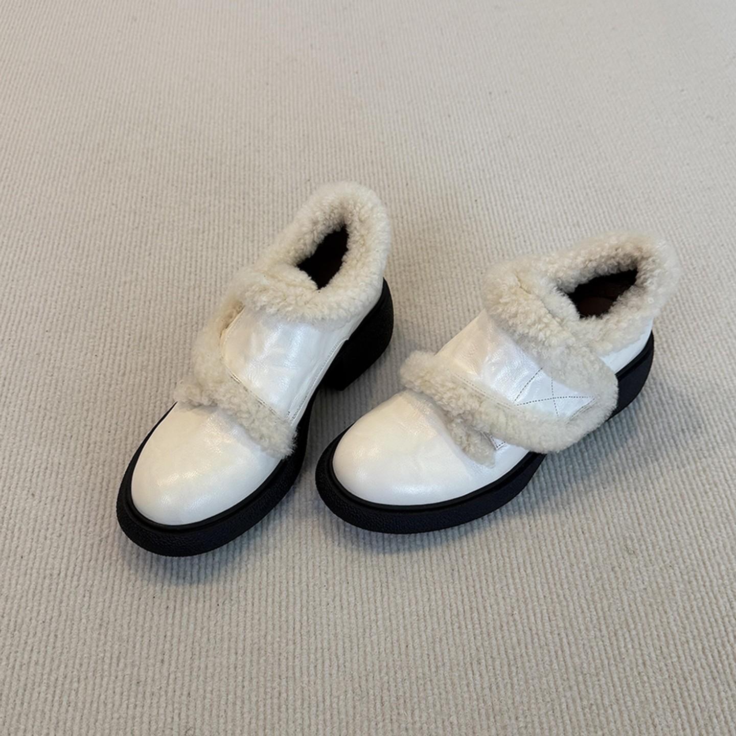 British style women s thick soled winter fur one lightweight warm anti-cold padded snow boots non-slip wear casual sneakers cotton boots Le Fu shoes 35