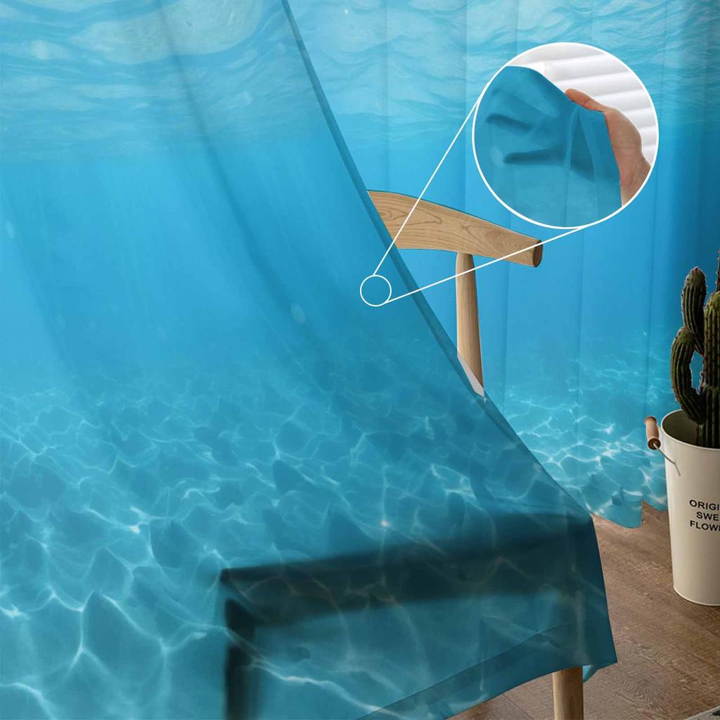 Ocean Lato Tapeta Słoneczny Tiulowe Zasłony Okienne do Sypialni Luksusowy Wystrój Domu Draperie w Salonie Panele Szyfonowe