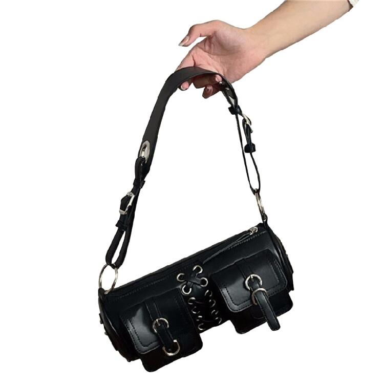 2023 Double PocketDesign Bag Shoulder Bags for Girl Women Trendy Underarm Bag 1 чёрный