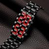 Fashion Men's Digital Lava Wristwatch Full Metal Black Red/Blue LED Display Sporty Creative Gift for Male Youth